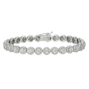 3.75 Carat Natural Diamond Bracelet G SI 14K White Gold 7 inches