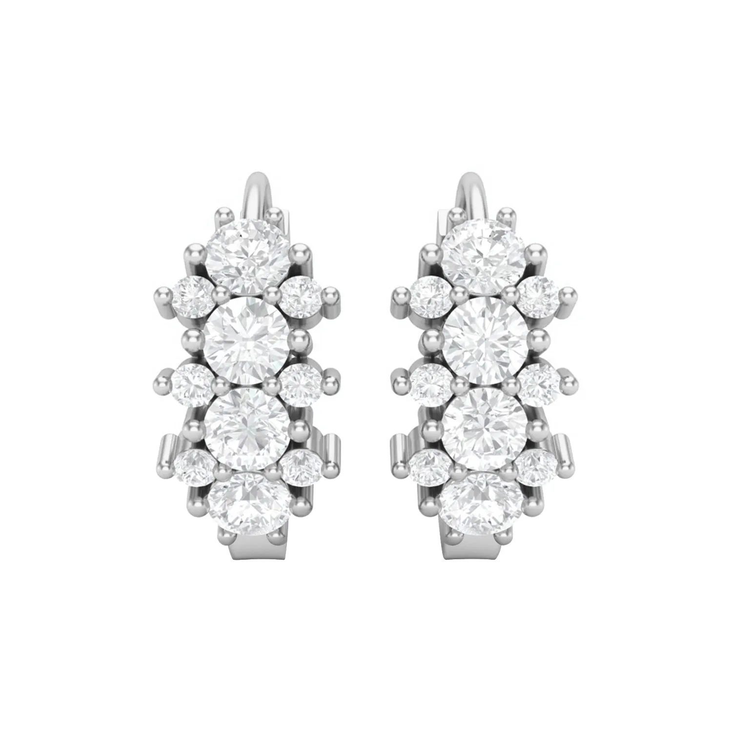 3MM Round Shape Moissanite 925 Sterling Silver Huggie Hoop Earrings For Women