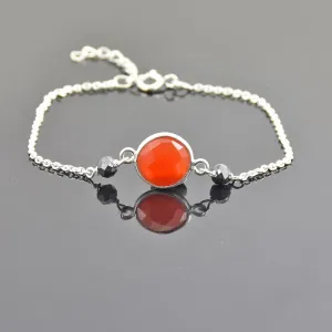 4 mm Black Diamond Chain Bracelet With Carnelian Gemstone, Great Style