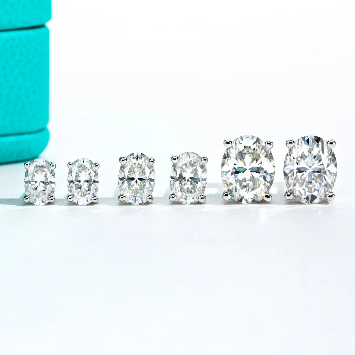 4.0 Ctw Oval Cut Diamond 10k Gold Post Stud Earrings