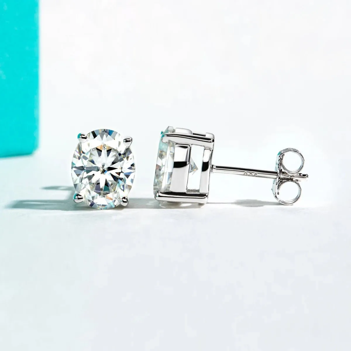 4.0 Ctw Oval Cut Diamond 10k Gold Post Stud Earrings