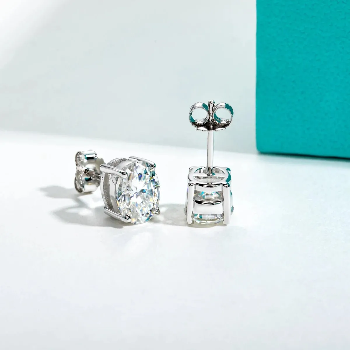 4.0 Ctw Oval Cut Diamond 10k Gold Post Stud Earrings