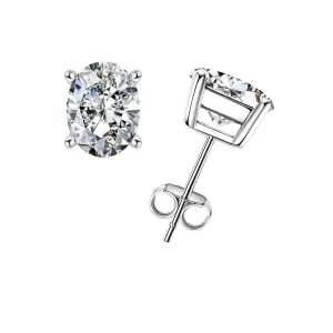 4.0 Ctw Oval Cut Diamond 10k Gold Post Stud Earrings