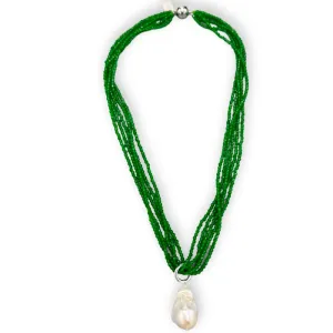 425-08-S | 5-STRAND JADE CRYSTALS W/ WILD PEARL DROP (Copy)