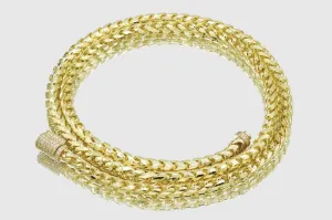 4.5mm Round Franco Diamond Cut Solid Gold Diamond Lock Necklace