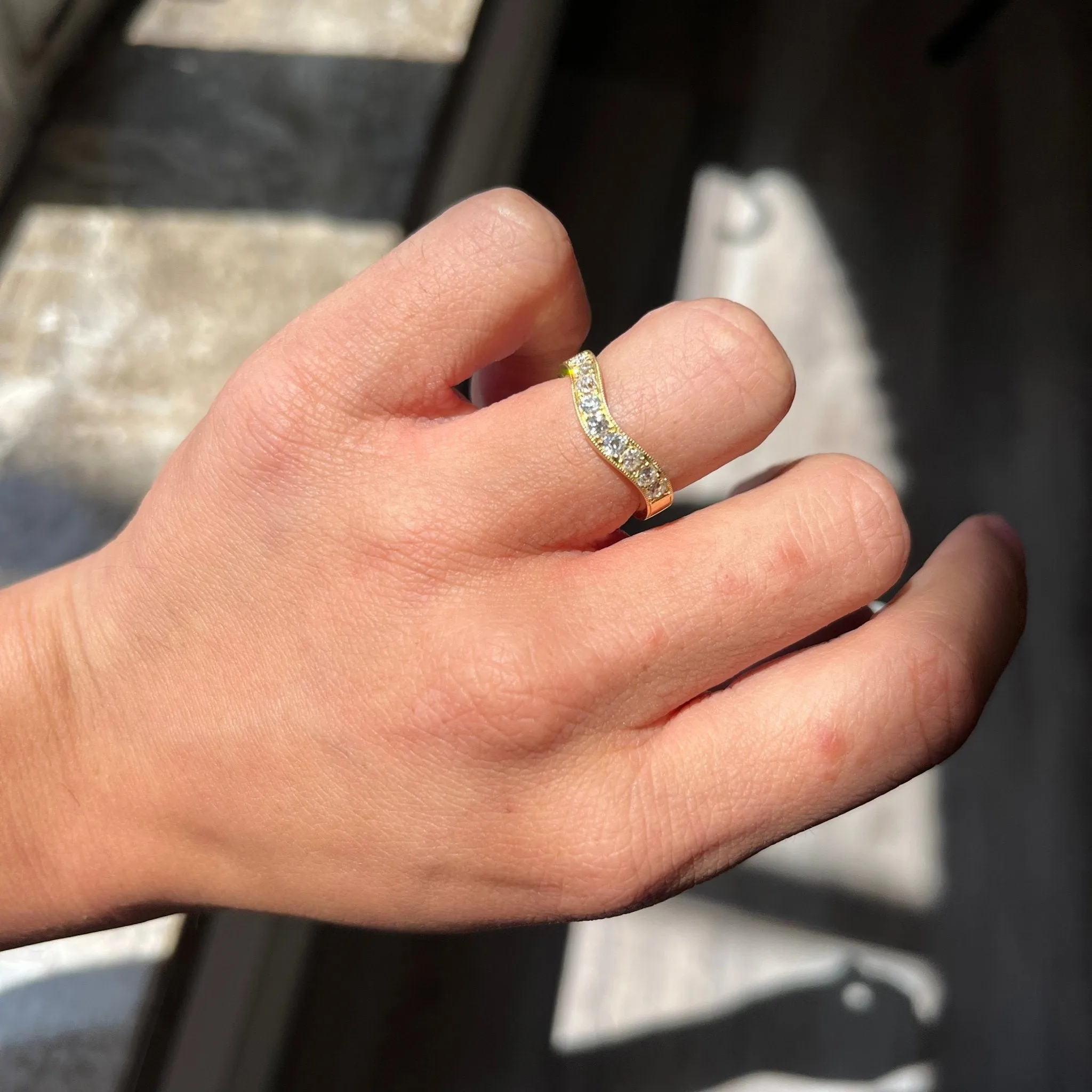 .49ctw Old European Cut Diamond Curved Band
