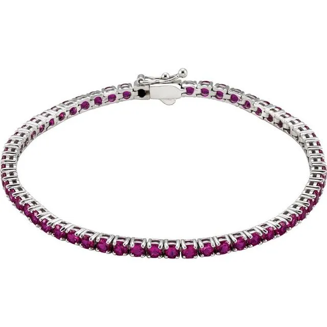 7.57 ct. Genuine Ruby Tennis Bracelet Four Prong Design