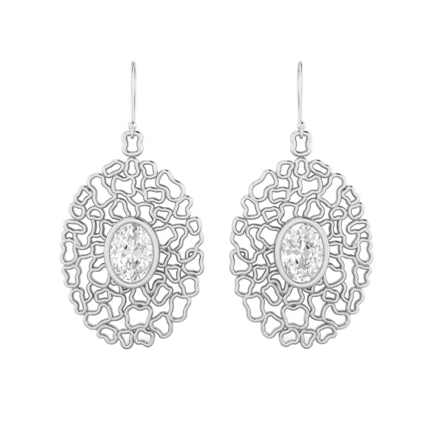 7x5 MM Oval Moissanite 925 Sterling Silver Filigree Teardrop Women Earrings