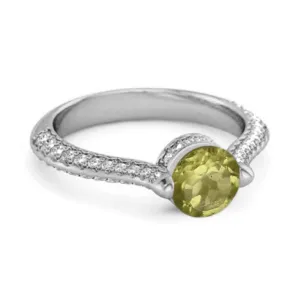 925 Sterling Silver 0.25 Ctw Peridot Solitaire Accents Ring