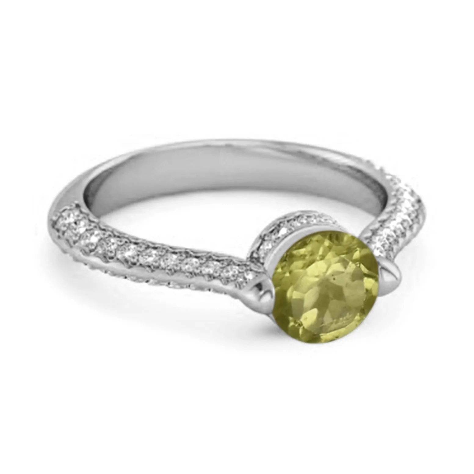 925 Sterling Silver 0.25 Ctw Peridot Solitaire Accents Ring
