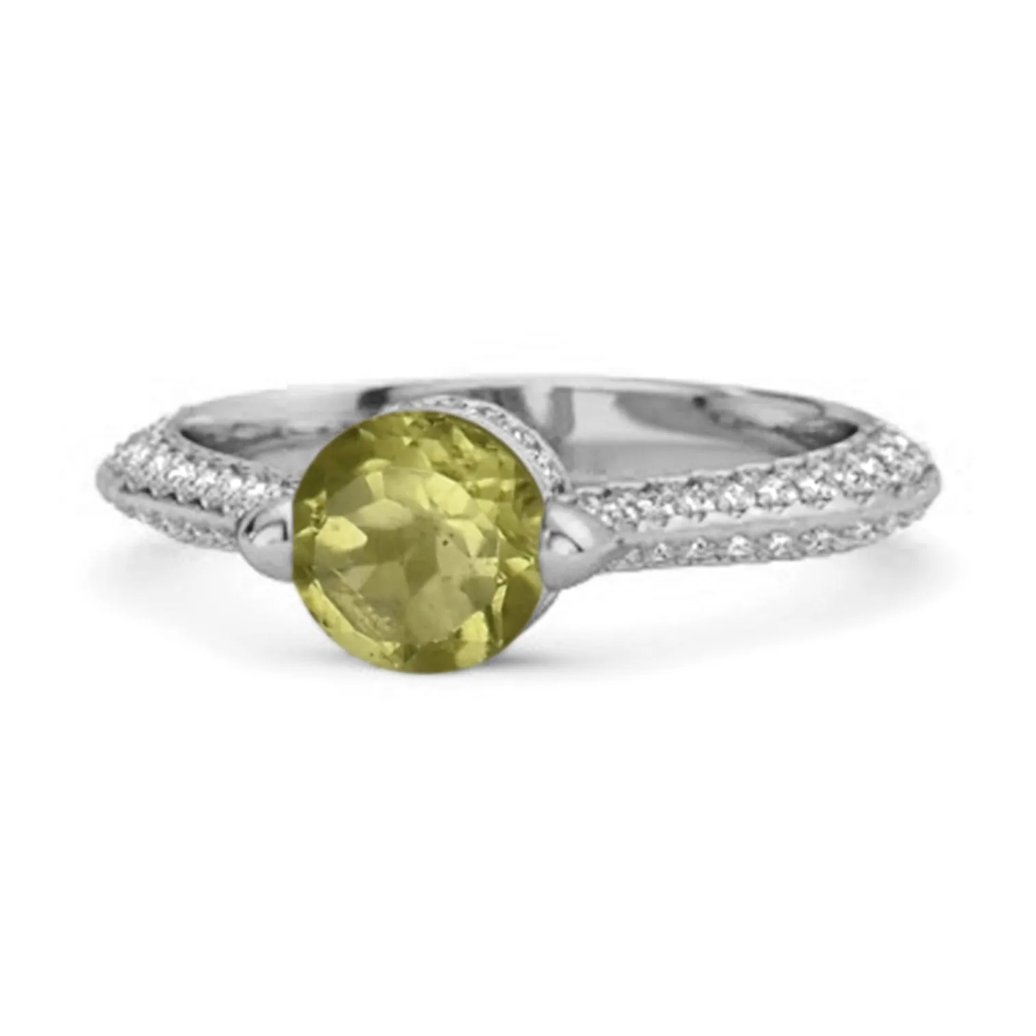 925 Sterling Silver 0.25 Ctw Peridot Solitaire Accents Ring