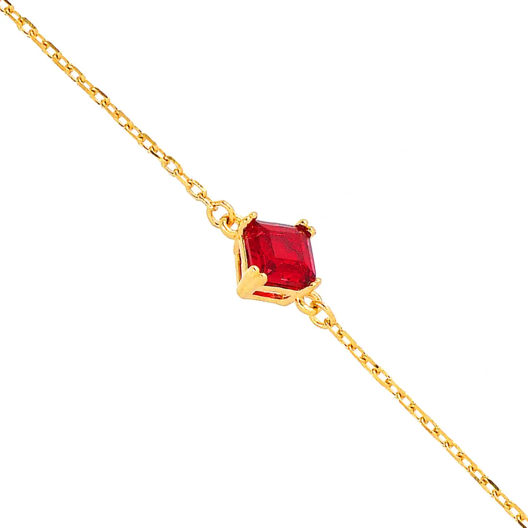 925 Sterling Silver Classic Red Stoned Bracelet