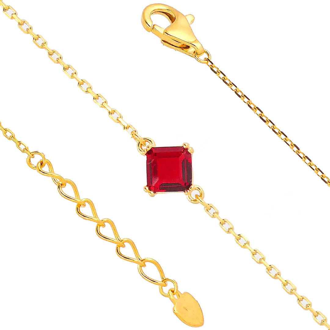 925 Sterling Silver Classic Red Stoned Bracelet
