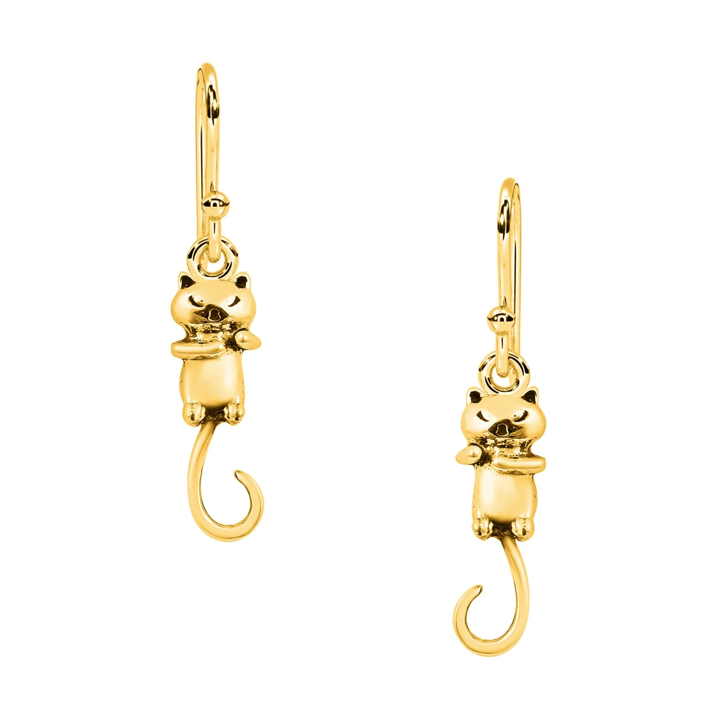925 Sterling Silver Long Tail Cat Earrings Unique Animal Ear Dangle Women Earrings
