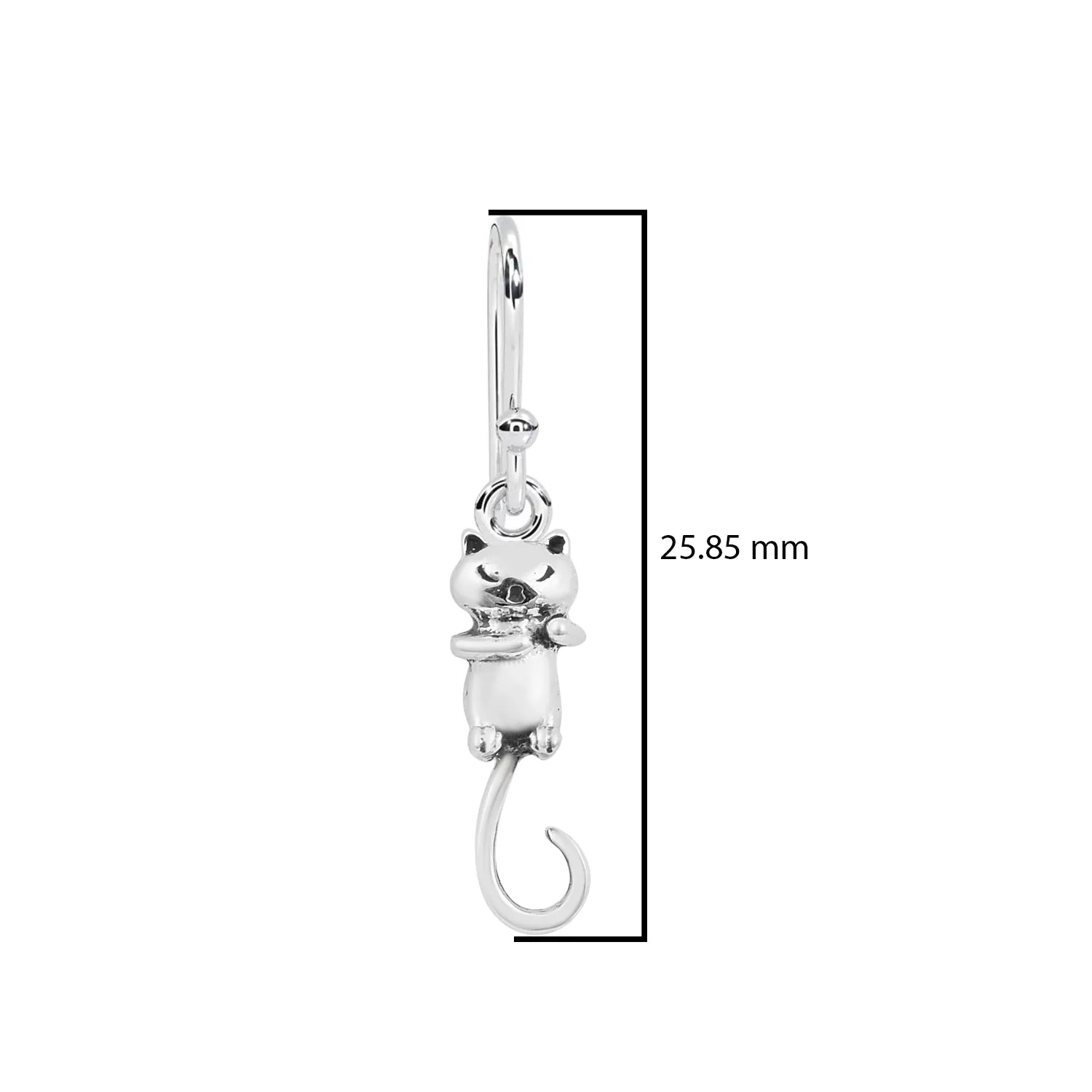 925 Sterling Silver Long Tail Cat Earrings Unique Animal Ear Dangle Women Earrings