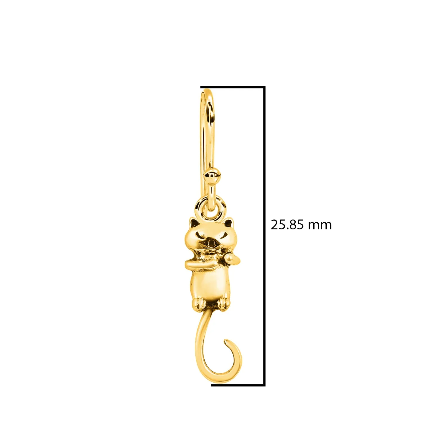 925 Sterling Silver Long Tail Cat Earrings Unique Animal Ear Dangle Women Earrings