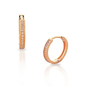 925 Sterling Silver Yellow Gold-Tone White Round CZ Womens Hoop Huggie Earrings