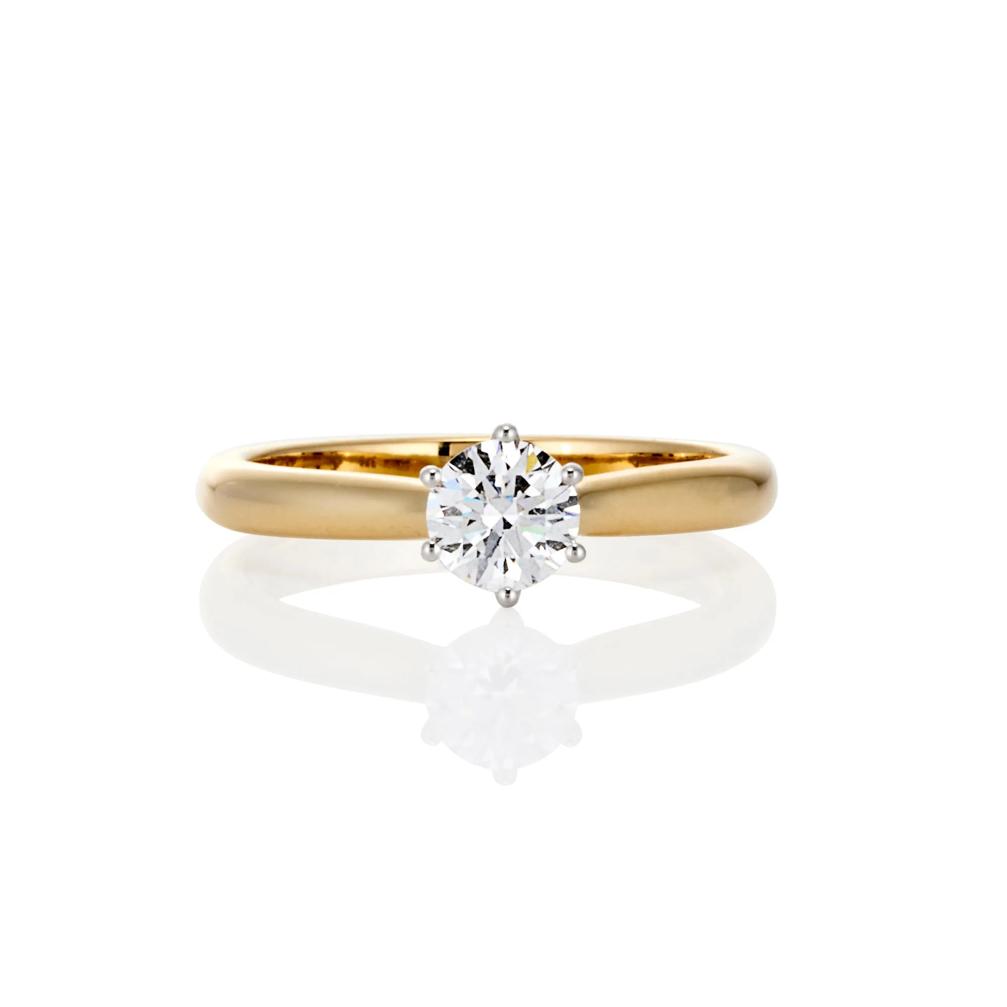 9ct Yellow and White Gold Round Brilliant Lab Grown Diamond Solitaire Ring TDW= 0.50ct