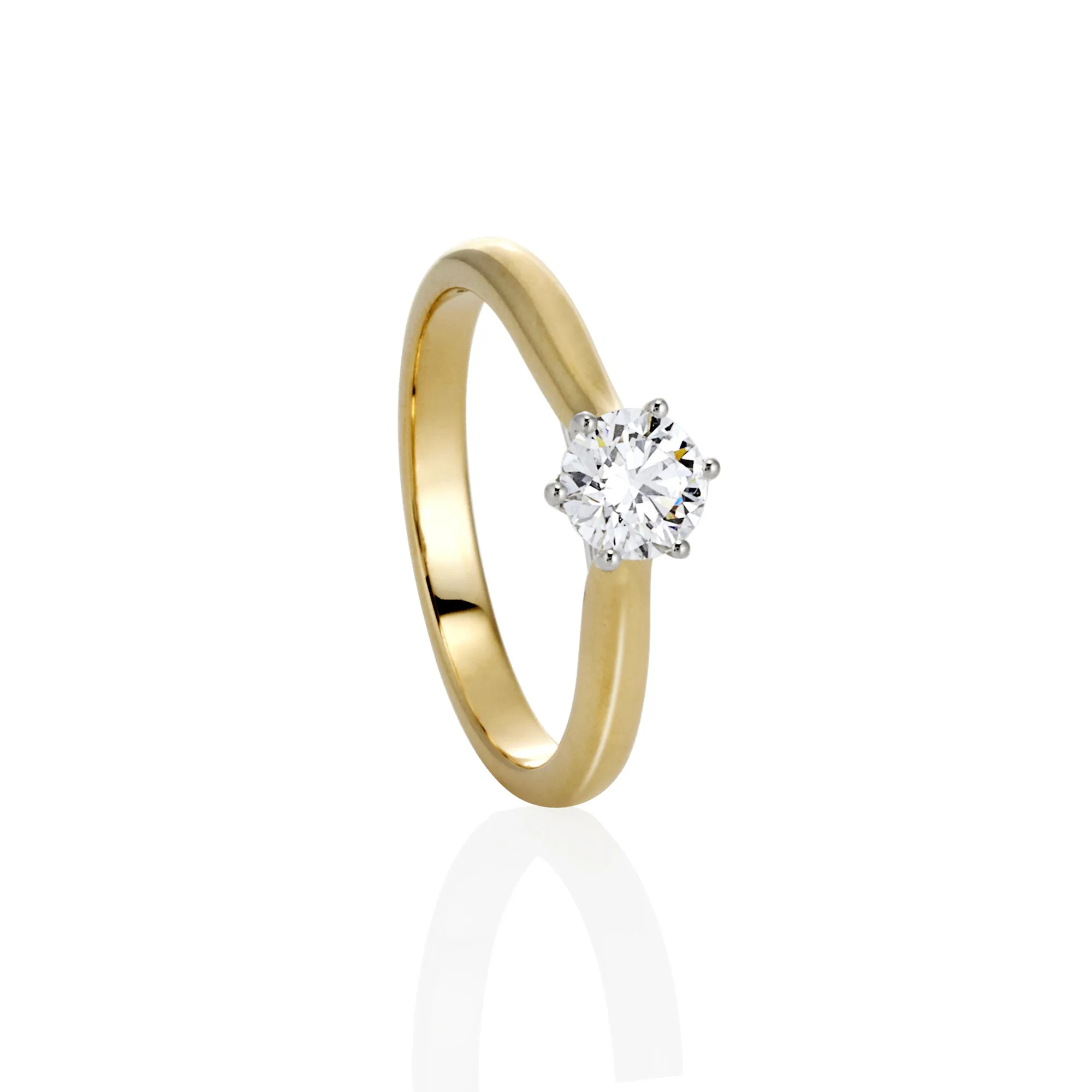 9ct Yellow and White Gold Round Brilliant Lab Grown Diamond Solitaire Ring TDW= 0.50ct