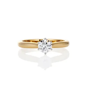 9ct Yellow and White Gold Round Brilliant Lab Grown Diamond Solitaire Ring TDW= 0.50ct
