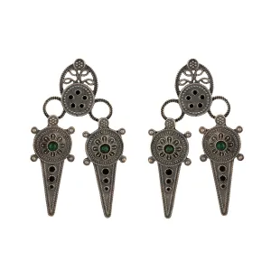 Ahir Silver Earrings With Black Meenakari by MOHA
