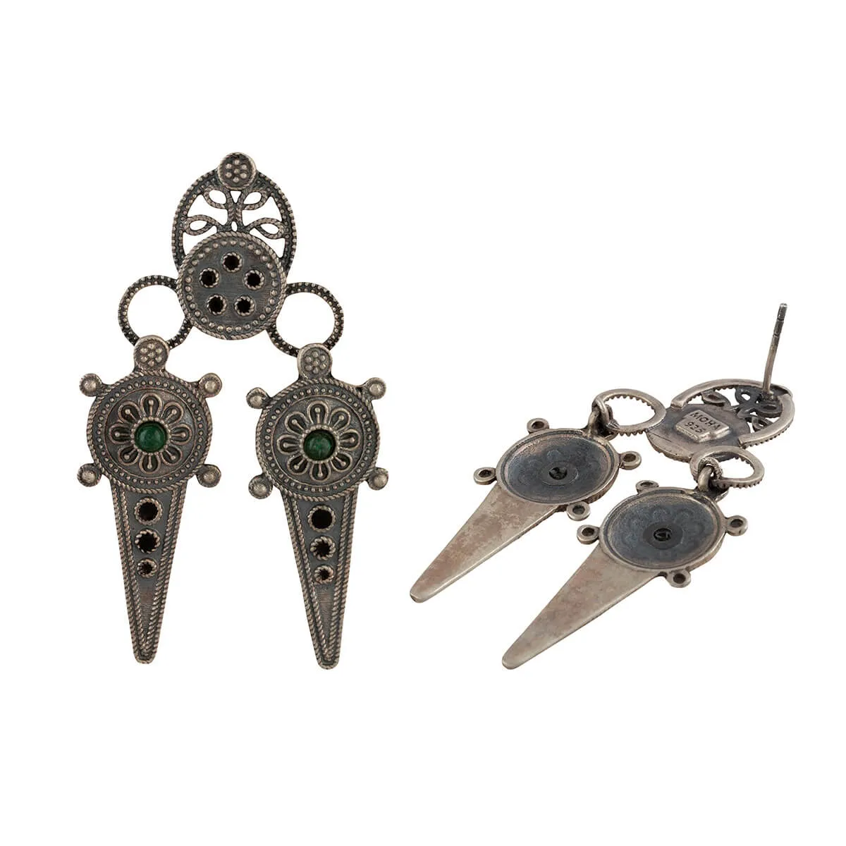 Ahir Silver Earrings With Black Meenakari by MOHA