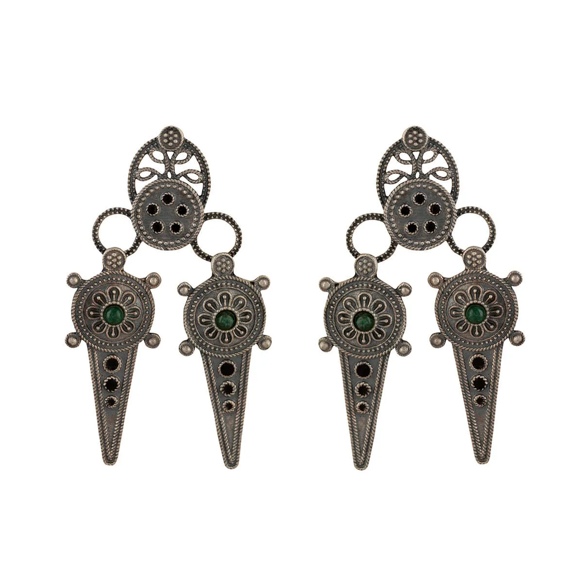 Ahir Silver Earrings With Black Meenakari by MOHA