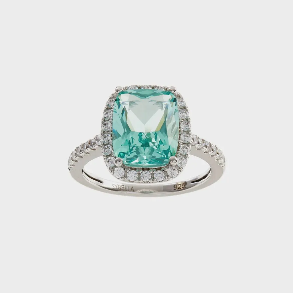 Ainsley Aqua Green & Clear Ring