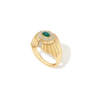 Alara Sunburst Emerald Ring