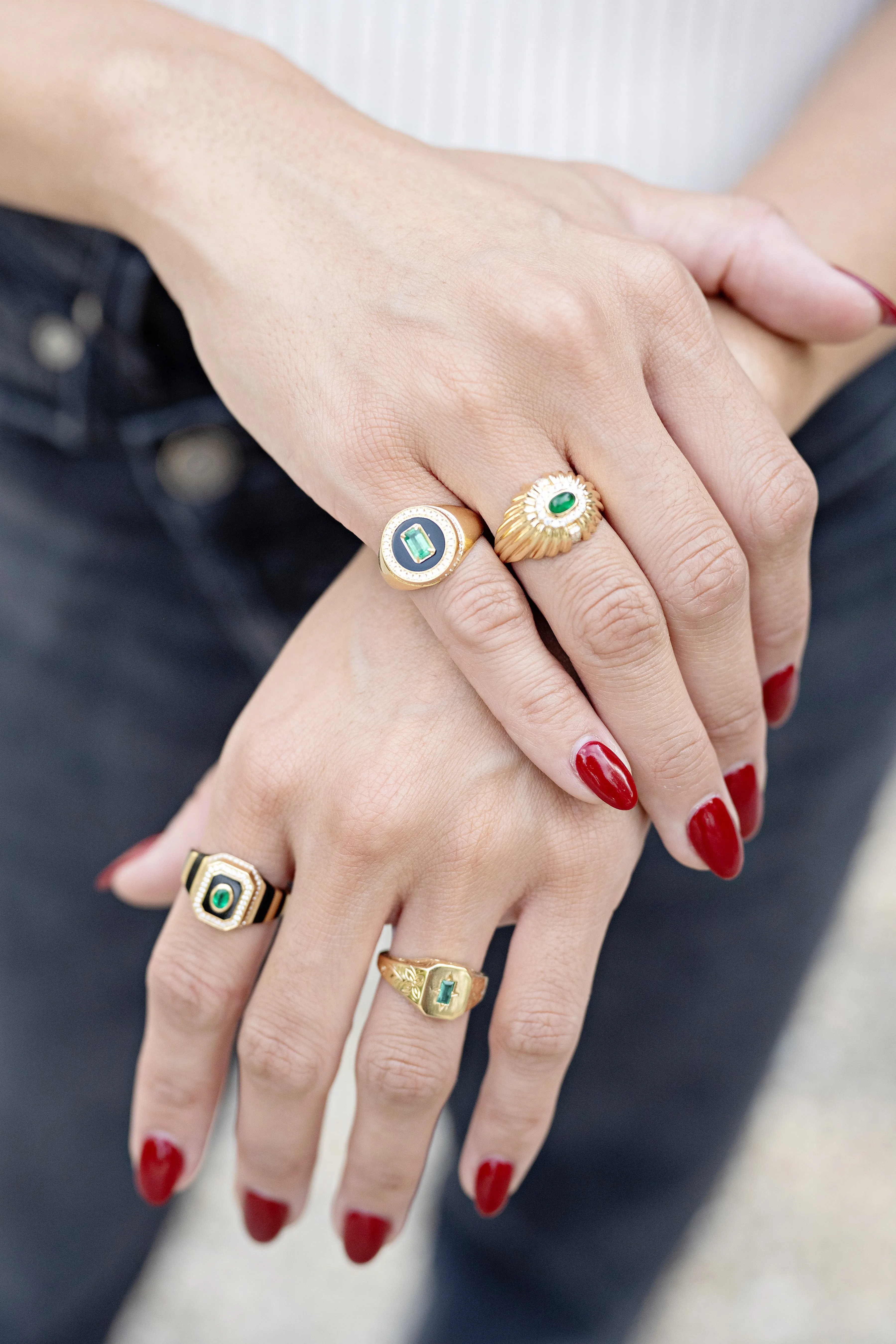 Alara Sunburst Emerald Ring