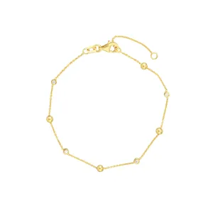 Alternating Bezel Diamond & Bead Bracelet