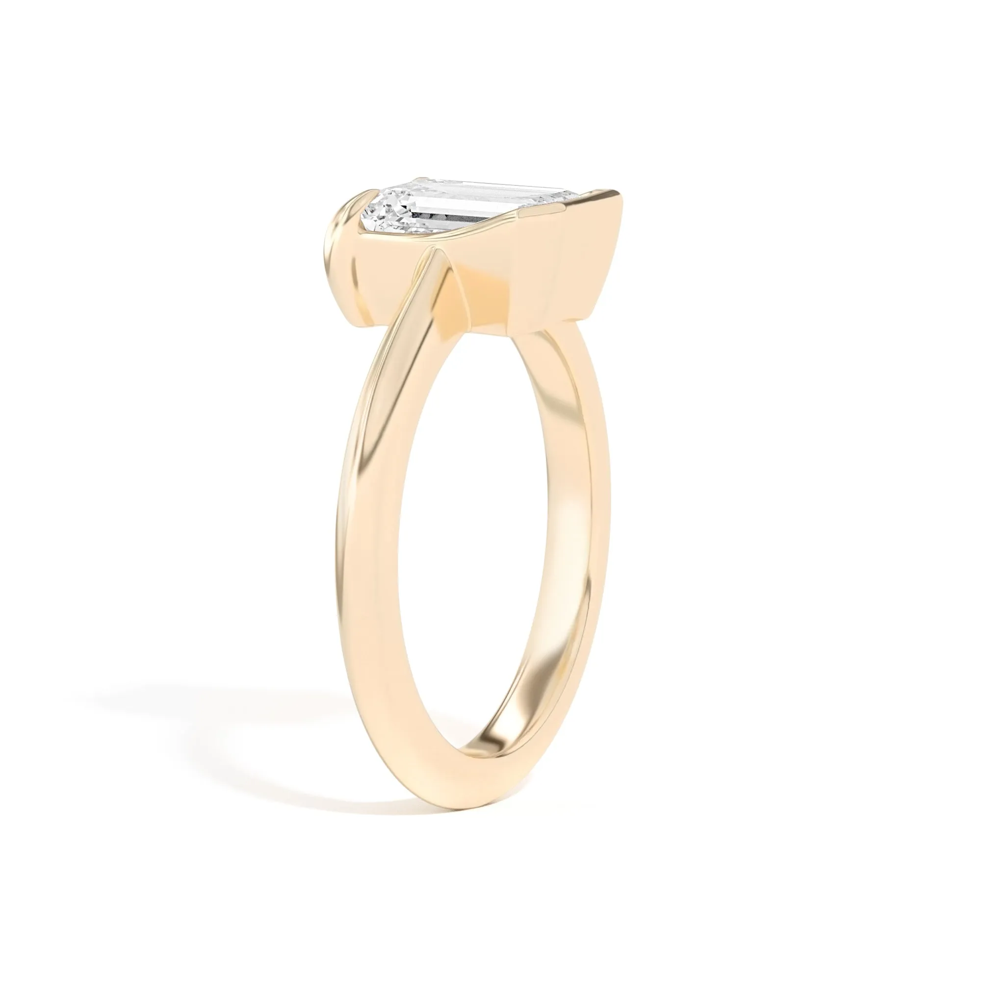 Ando Emerald Sloping Semi-Bezel Ring