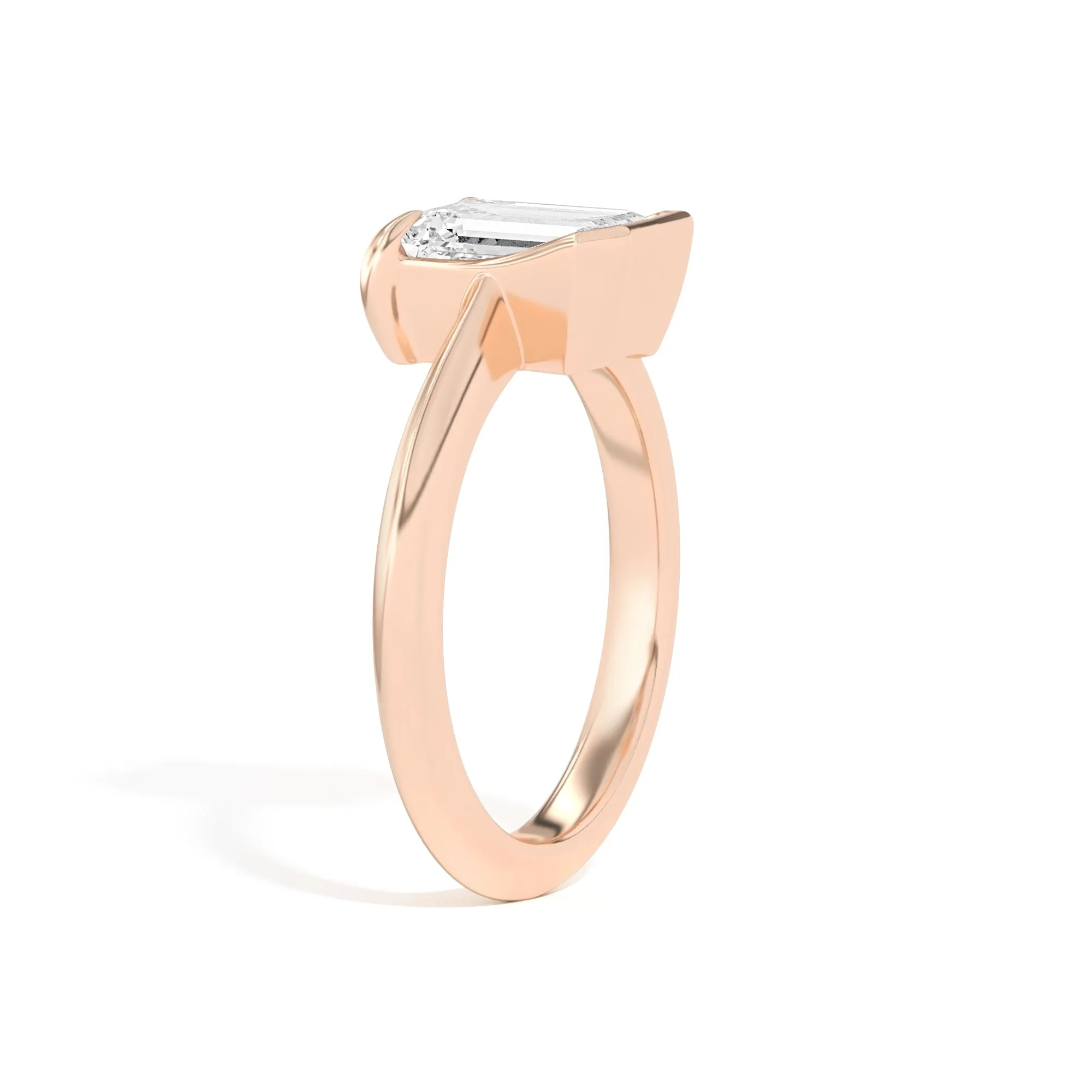 Ando Emerald Sloping Semi-Bezel Ring