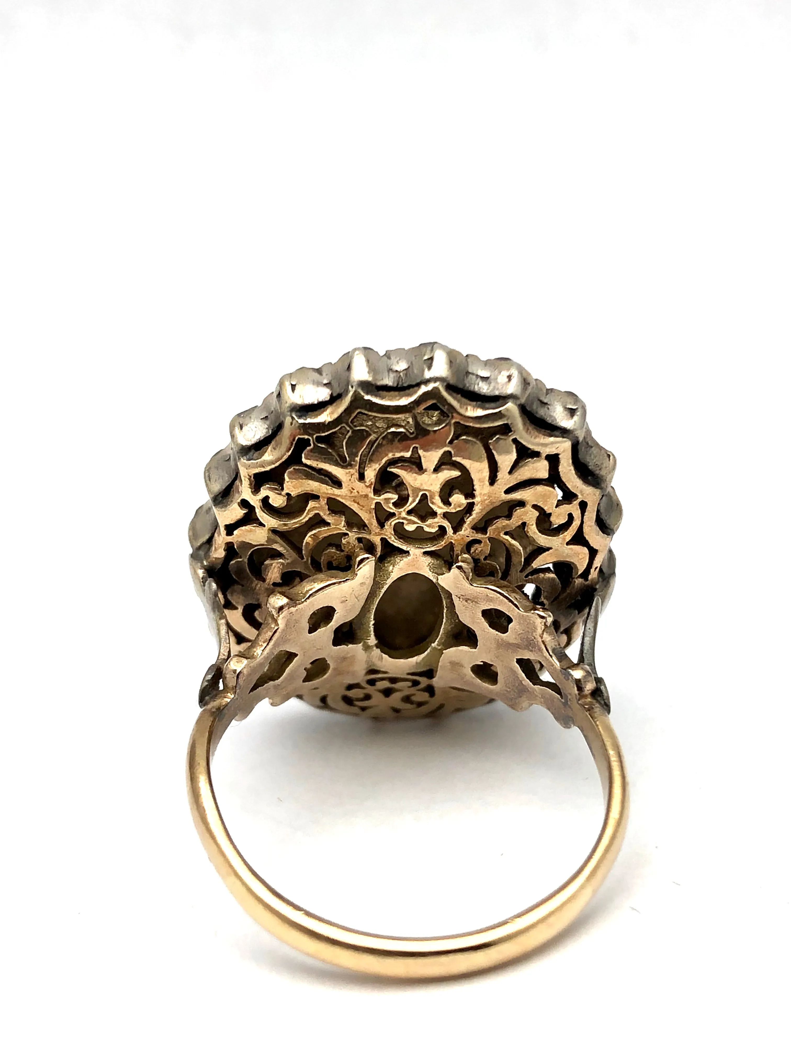 Antique Early Georgian Emerald & Diamond Ring 18K