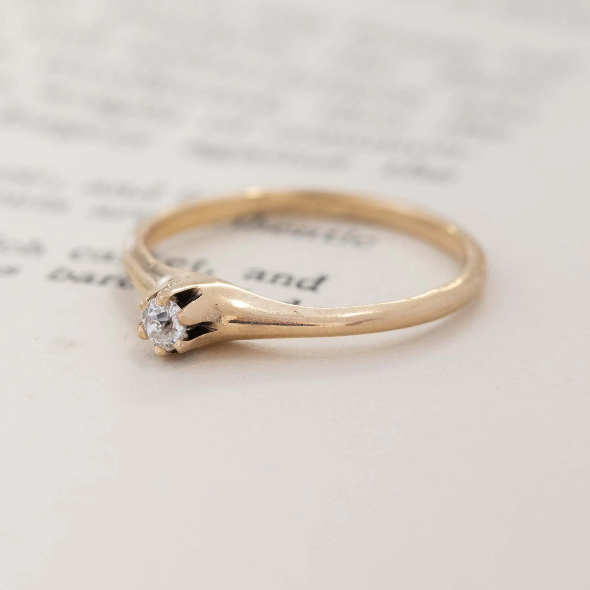 Antique Old European Cut Diamond Petite Solitaire
