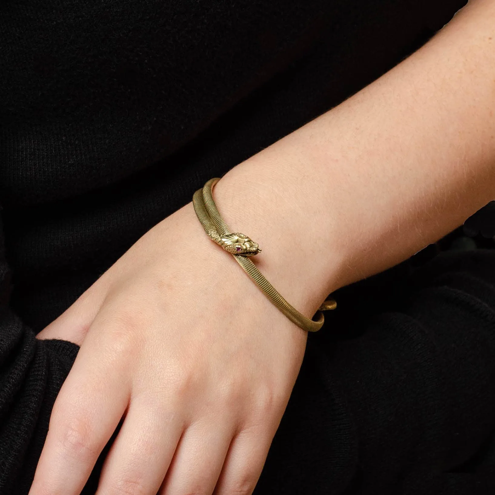 Antique Snake Arm Band Bracelet of 14k Gold