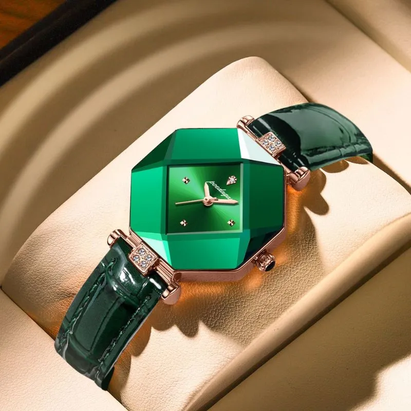 Ava | Diamond-accented green quartz watch