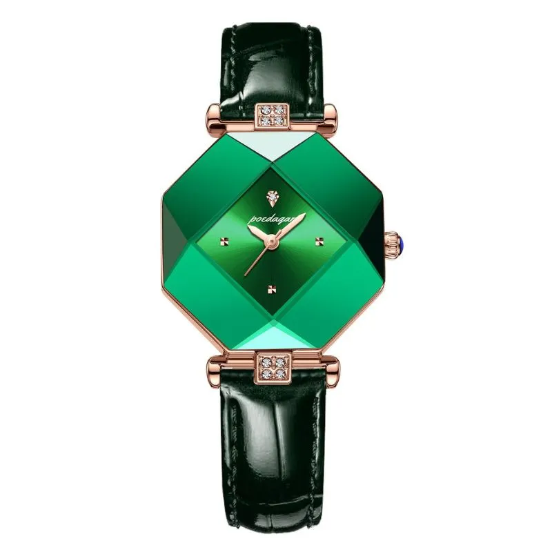 Ava | Diamond-accented green quartz watch