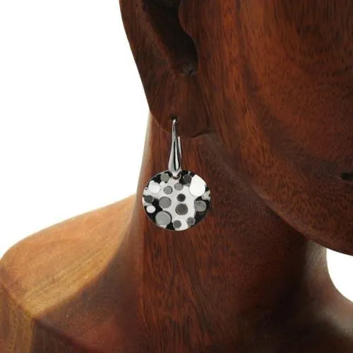 Awesome Sterling Silver Round "Hanging Chad Circle" Disco Mirrored Hanging Earrings
