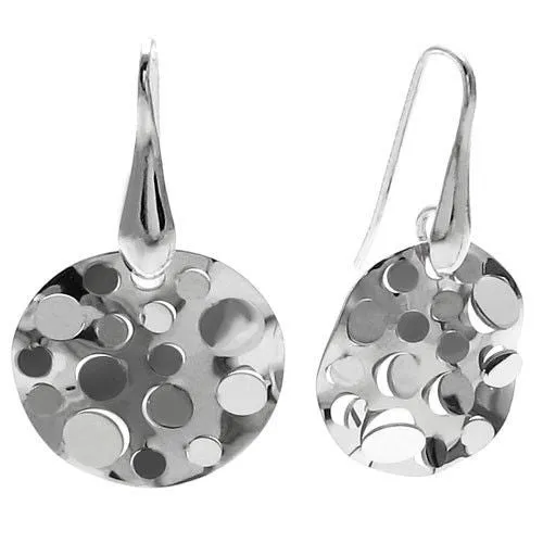 Awesome Sterling Silver Round "Hanging Chad Circle" Disco Mirrored Hanging Earrings