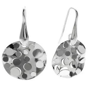 Awesome Sterling Silver Round "Hanging Chad Circle" Disco Mirrored Hanging Earrings