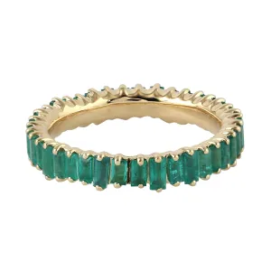 Baguette Emerald Full Eternity Band Ring In 18k Yellow Gold
