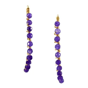 Beaded Amethyst Threader Earrings in 14K Gold Filled Wire