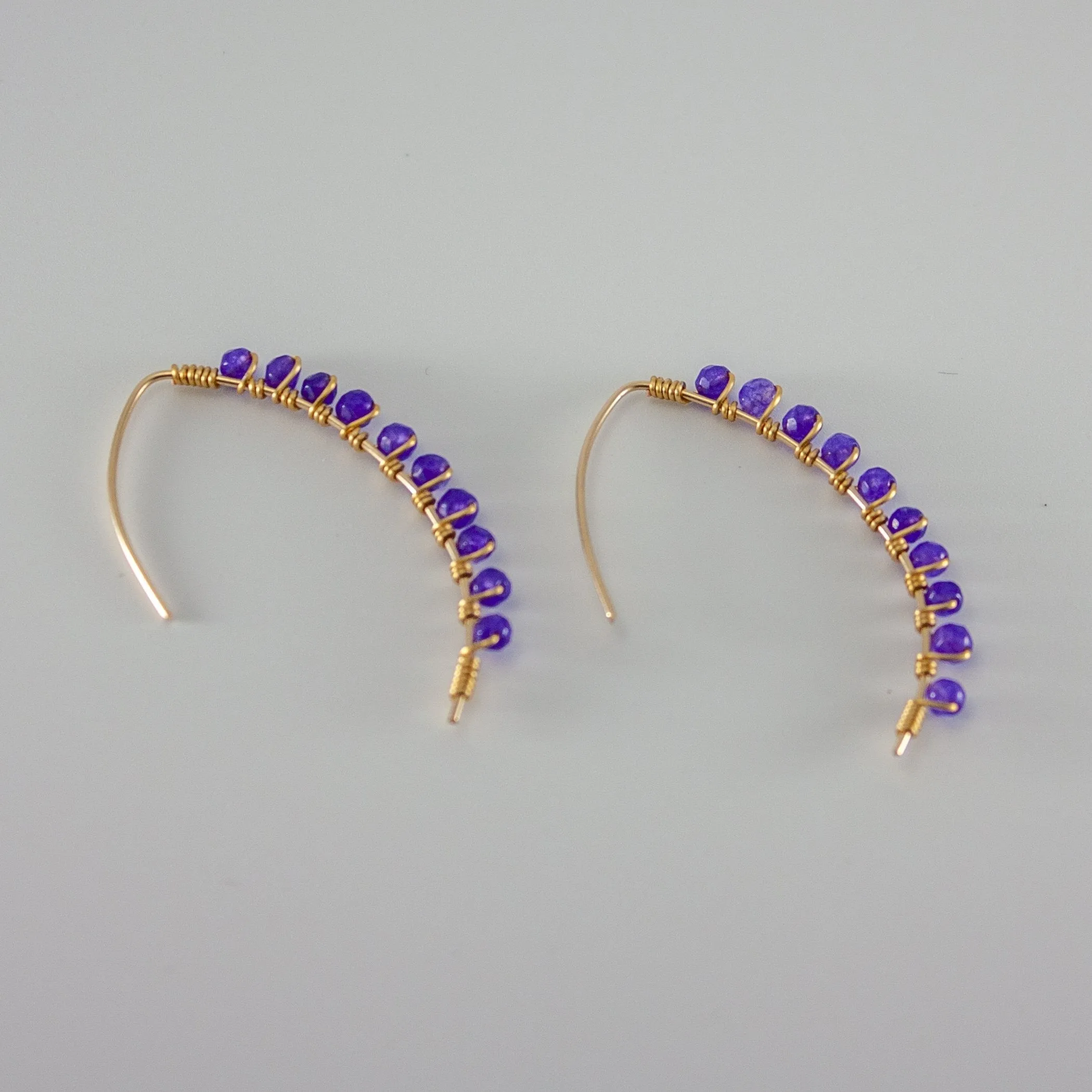 Beaded Amethyst Threader Earrings in 14K Gold Filled Wire