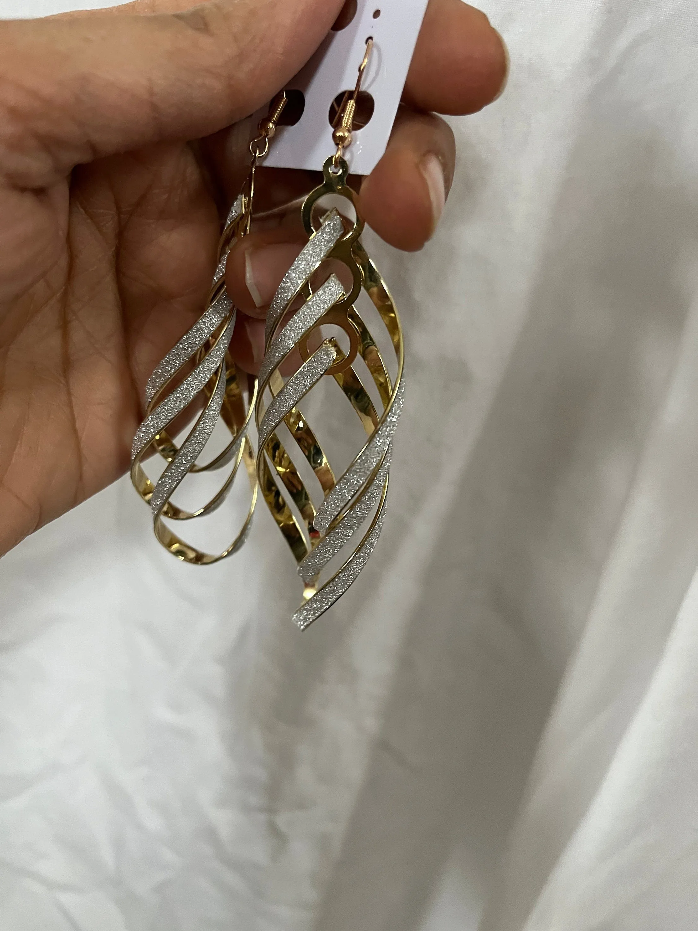 Big gold glitter earrings , large gold silver earrings , silver gold shimmer sparkle earring , statement earrings , chunky earrings pierced