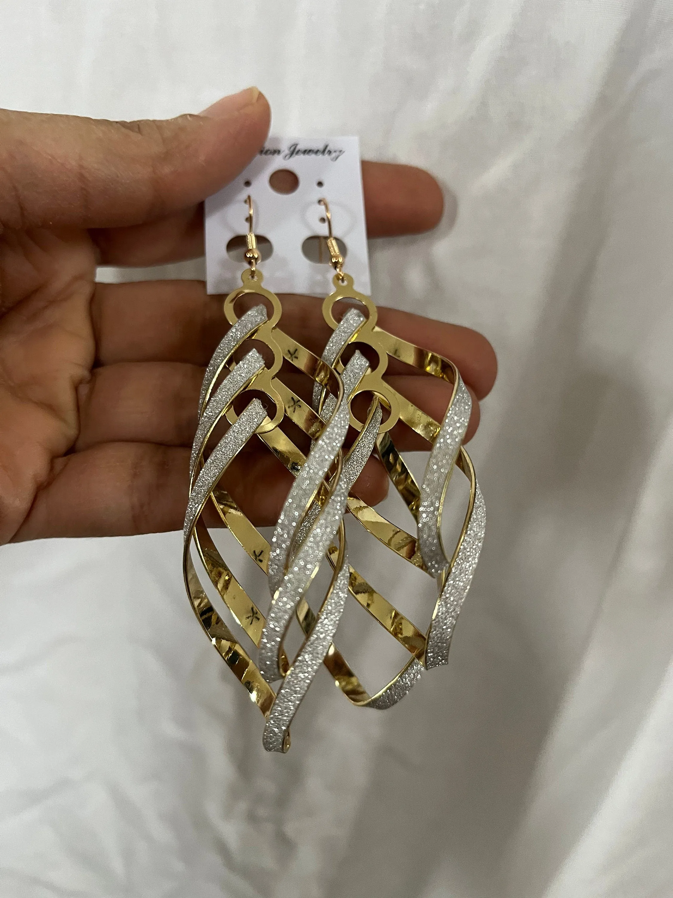 Big gold glitter earrings , large gold silver earrings , silver gold shimmer sparkle earring , statement earrings , chunky earrings pierced