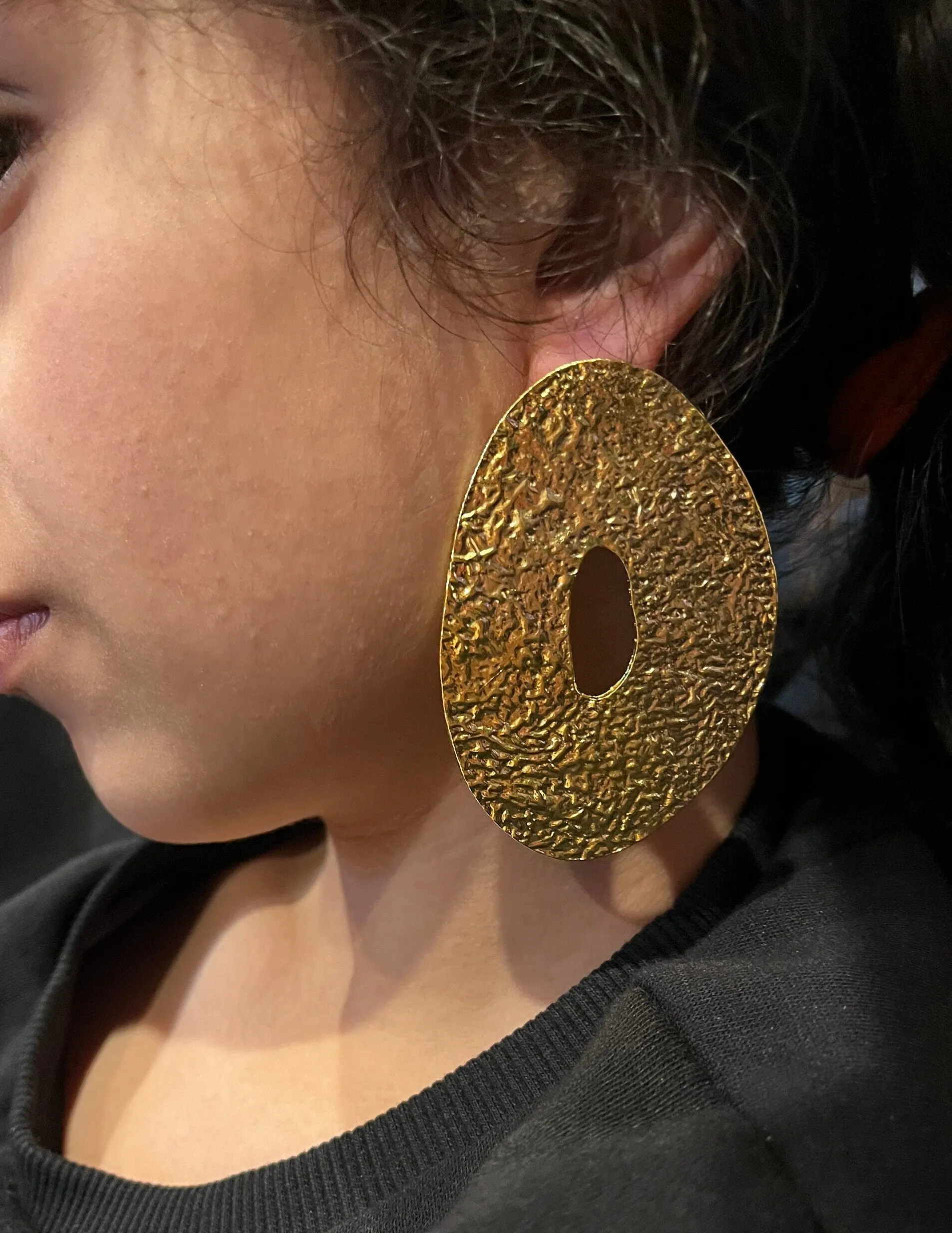 Big heavy gold statement earrings , gold studs large , huge gold stud earring , abstract gold earrings , chunky gold studs bold