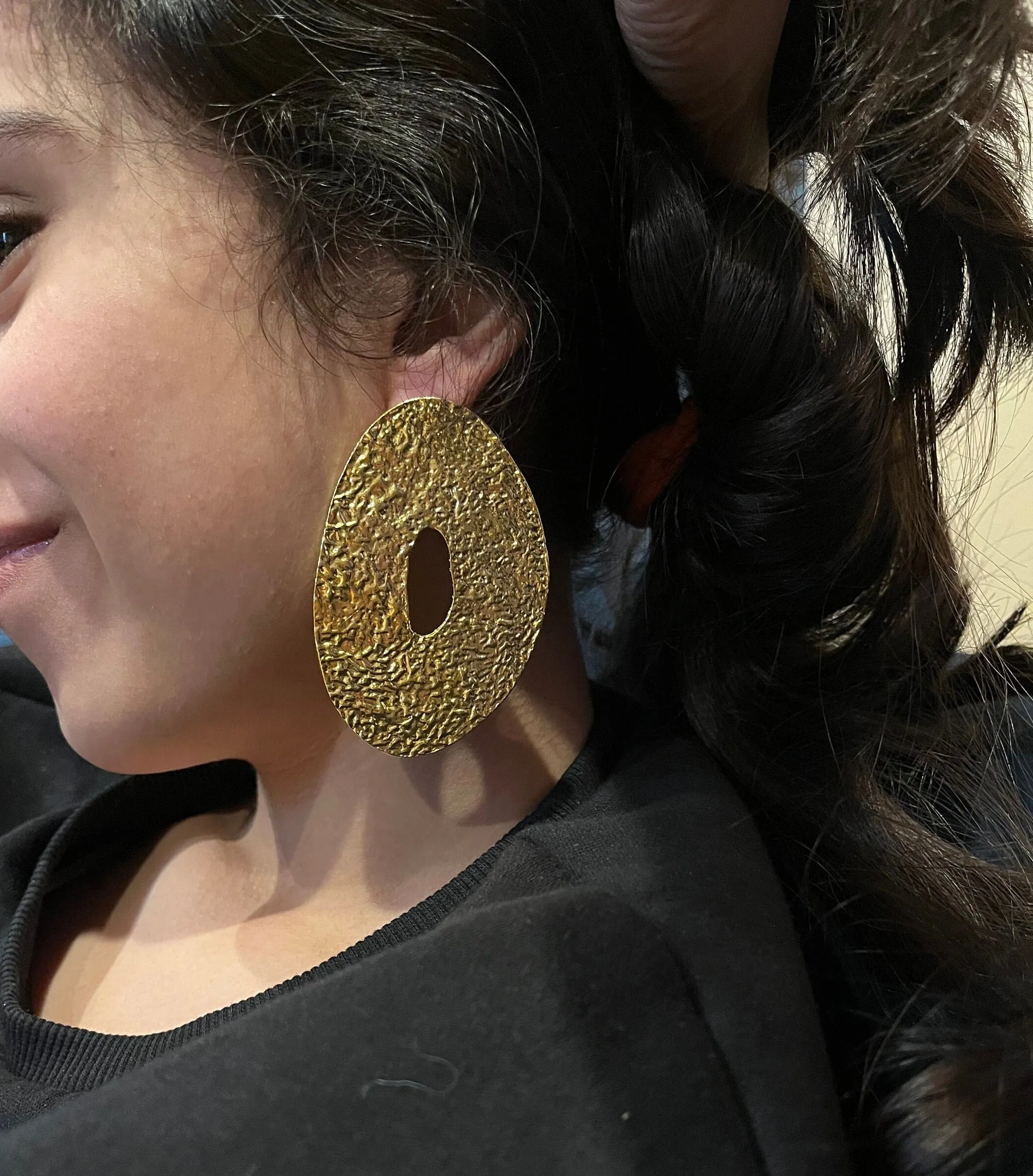 Big heavy gold statement earrings , gold studs large , huge gold stud earring , abstract gold earrings , chunky gold studs bold