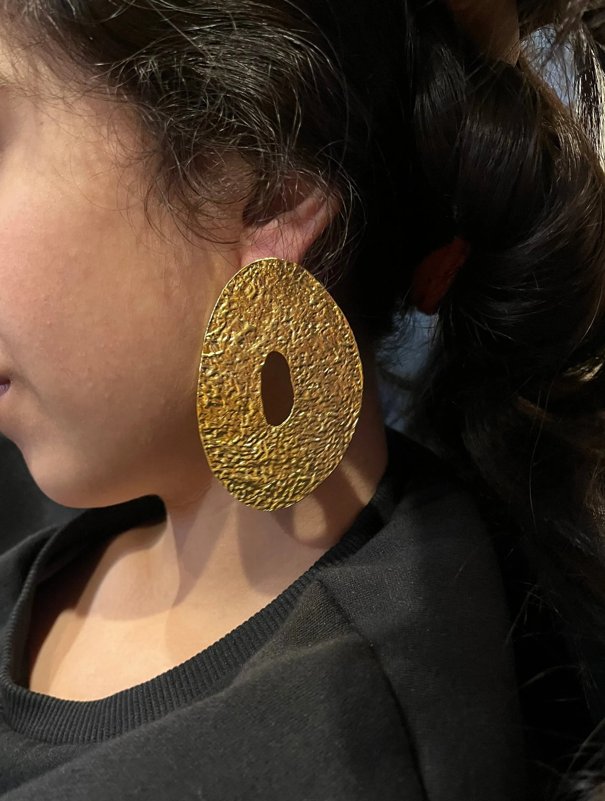 Big heavy gold statement earrings , gold studs large , huge gold stud earring , abstract gold earrings , chunky gold studs bold