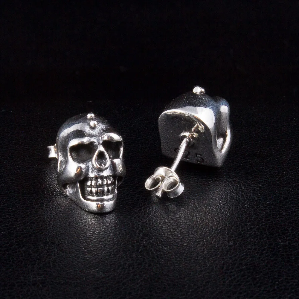 Big Skull Sterling Silver Biker Stud Earrings